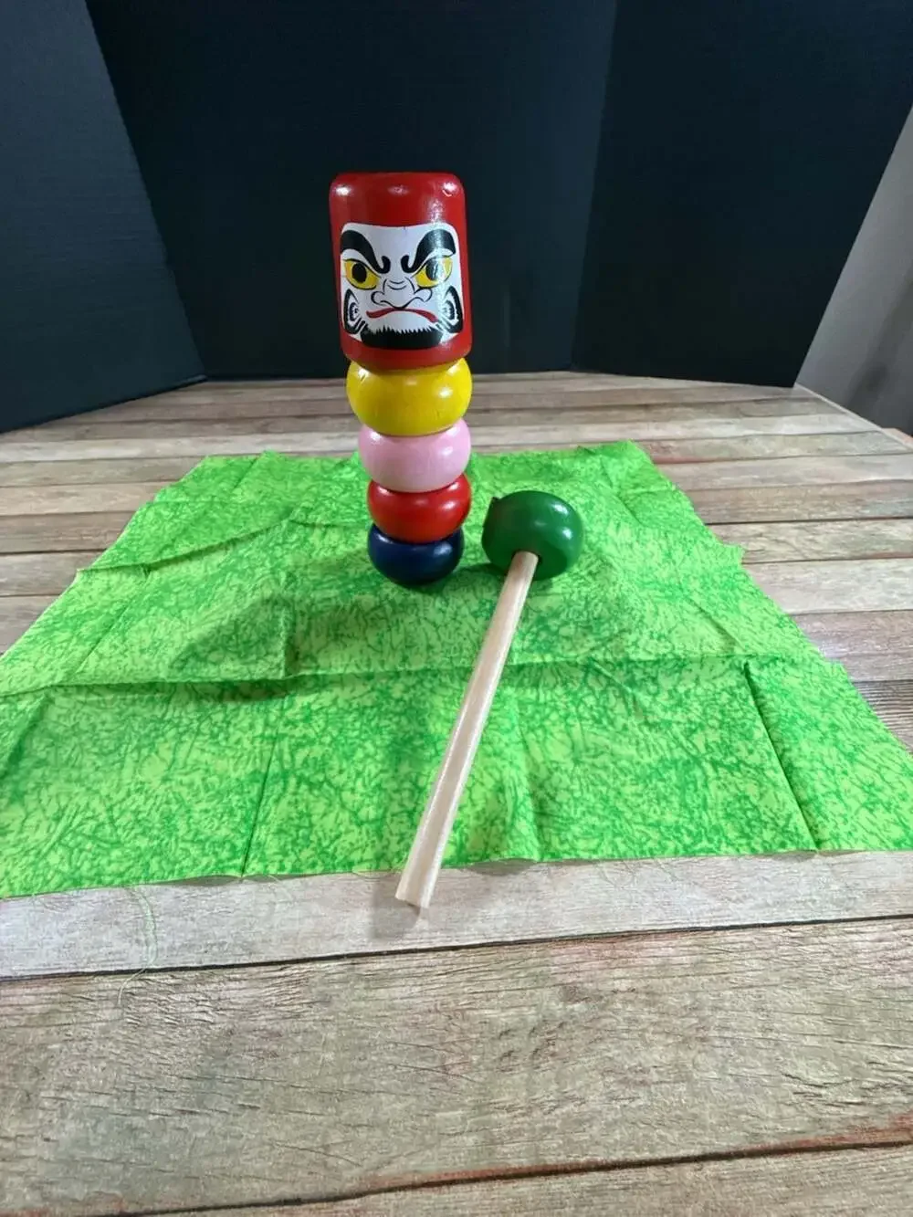 Traditional Japanese Daruma Otoshi Wooden Stacking Block Tower Game Toy with Ham
